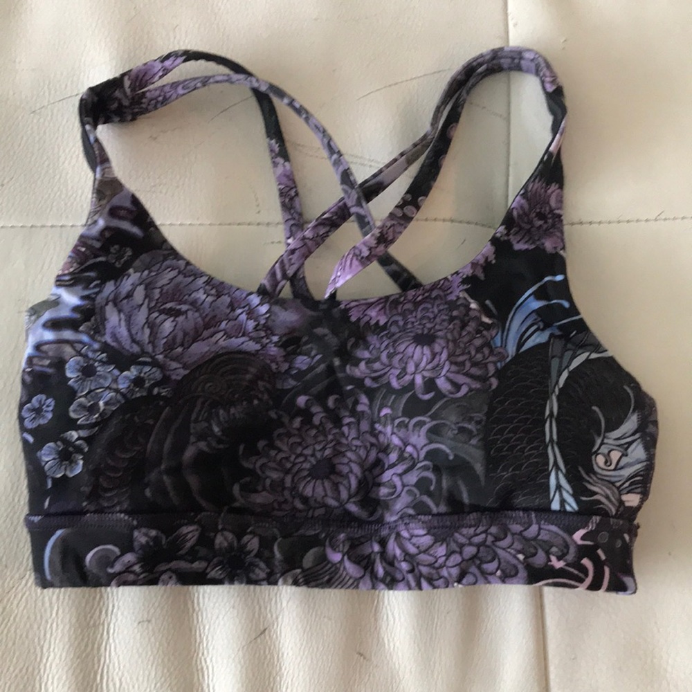 Long line purple floral lululemon sports bra